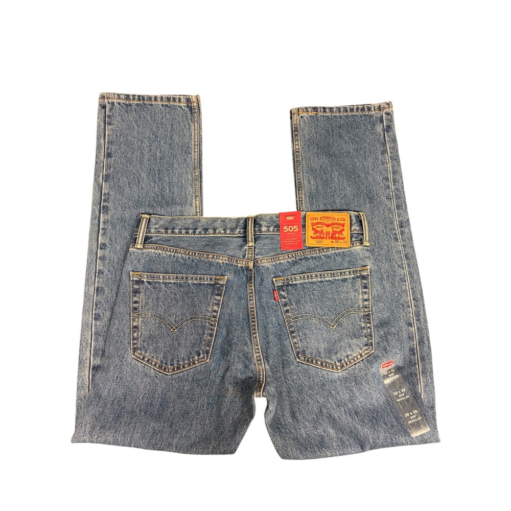 Levis 505 Regular Fit Straight Leg Blue Denim Jeans Mens 32x32 NWT - Picture 7 of 7